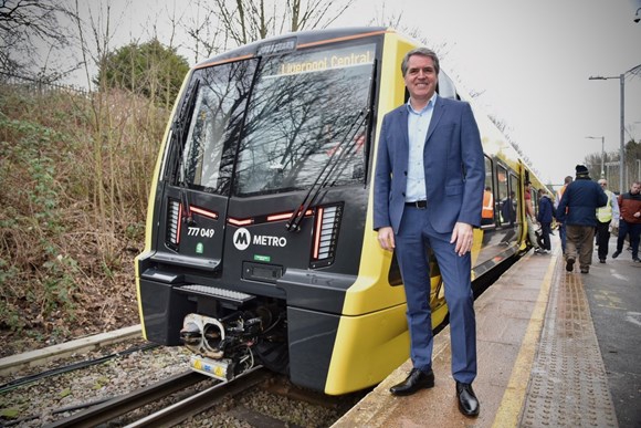 Mayor joins passengers as Liverpool City Region’s new trains hit the tracks 